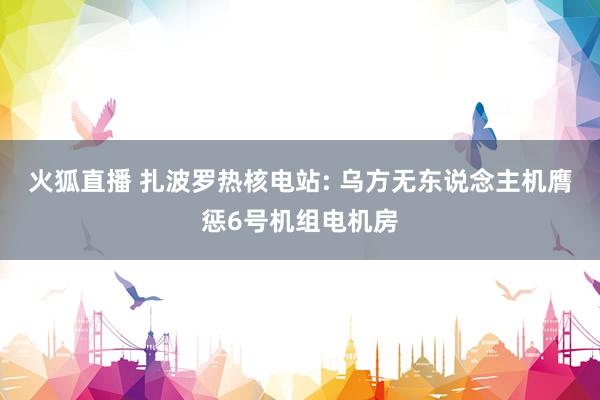 火狐直播 扎波罗热核电站: 乌方无东说念主机膺惩6号机组电机房