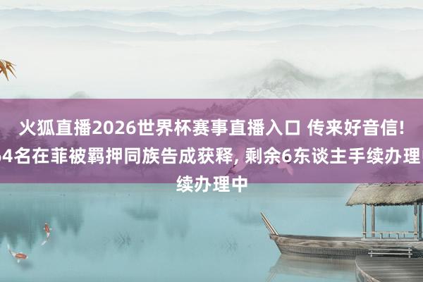 火狐直播2026世界杯赛事直播入口 传来好音信! 64名在菲被羁押同族告成获释, 剩余6东谈主手续办理中