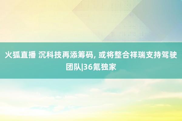 火狐直播 沉科技再添筹码， 或将整合祥瑞支持驾驶团队|36氪独家