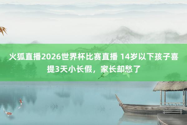 火狐直播2026世界杯比赛直播 14岁以下孩子喜提3天小长假，家长却愁了
