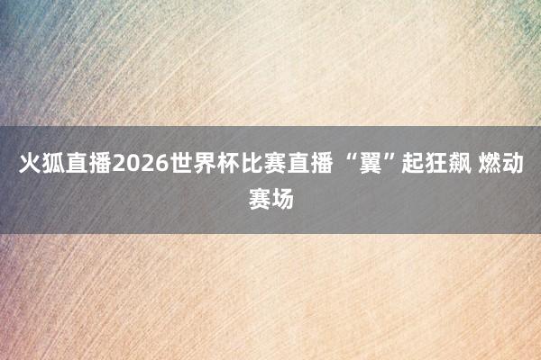 火狐直播2026世界杯比赛直播 “翼”起狂飙 燃动赛场