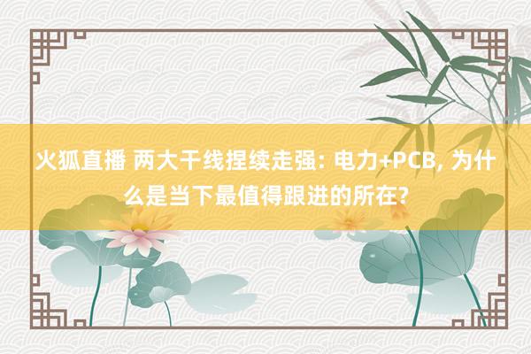 火狐直播 两大干线捏续走强: 电力+PCB， 为什么是当下最值得跟进的所在?