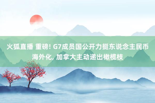火狐直播 重磅! G7成员国公开力挺东说念主民币海外化, 加拿大主动递出橄榄枝
