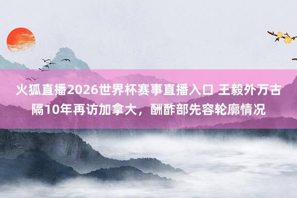 火狐直播2026世界杯赛事直播入口 王毅外万古隔10年再访加拿大，酬酢部先容轮廓情况