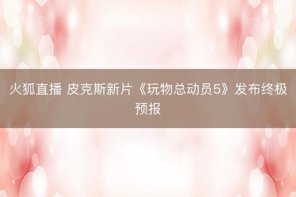 火狐直播 皮克斯新片《玩物总动员5》发布终极预报
