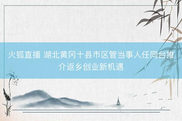 火狐直播 湖北黄冈十县市区管当事人任同台推介返乡创业新机遇