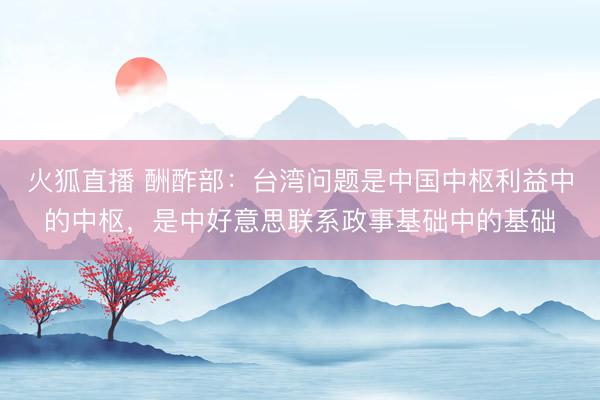 火狐直播 酬酢部:台湾问题是中国中枢利益中的中枢,是中好意思联系政事基础中的基础