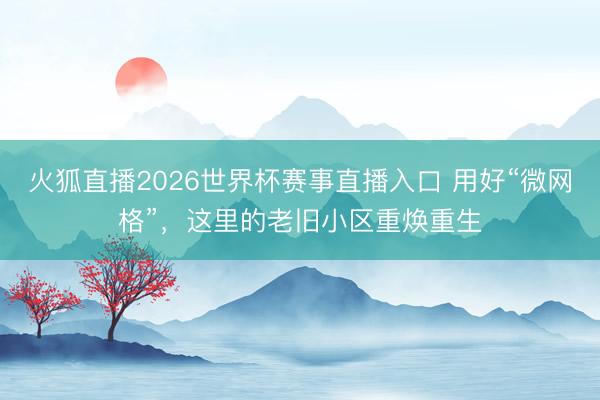 火狐直播2026世界杯赛事直播入口 用好“微网格”,这里的老旧小区重焕重生