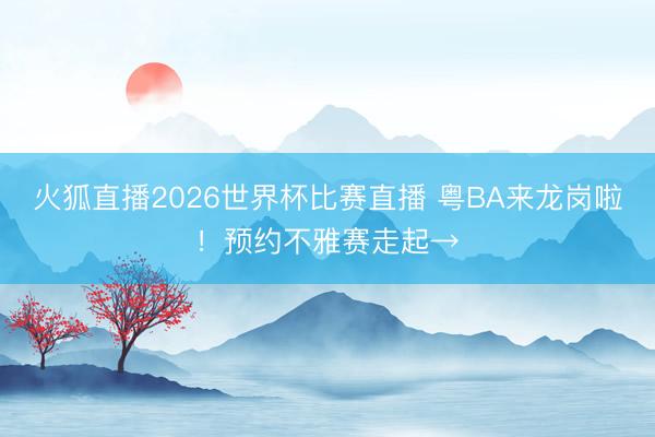 火狐直播2026世界杯比赛直播 粤BA来龙岗啦！预约不雅赛走起→